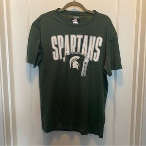 Michigan State University MSU Spartans Football Green T-shirt - Large NWT